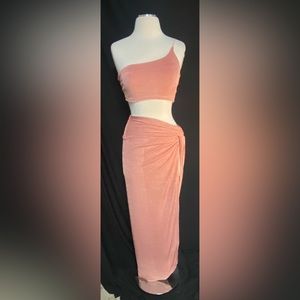 Women’s Pink Midi Tank Top and Skirt Set